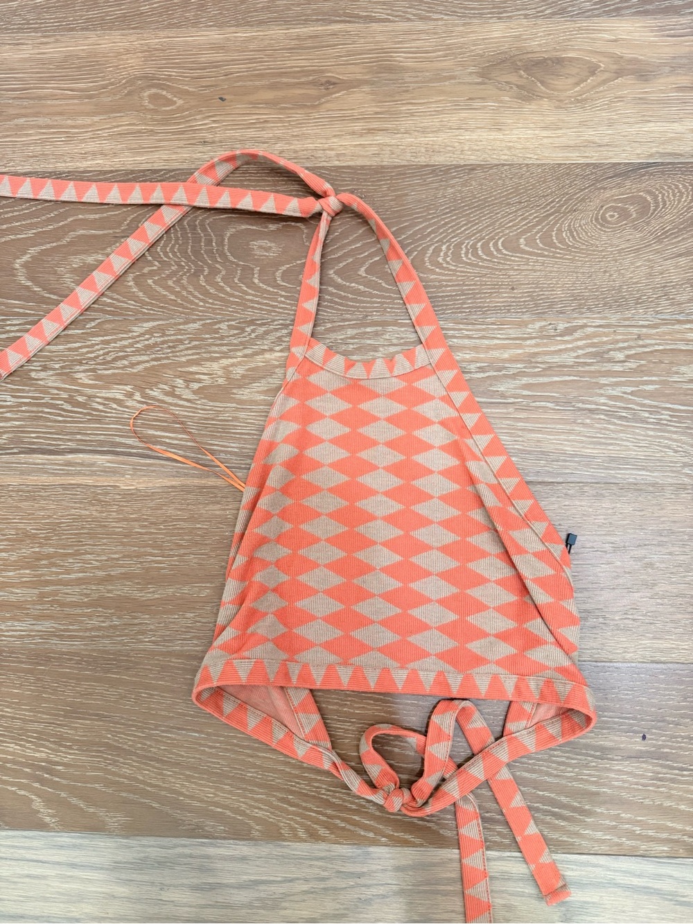 Zara Coral and Beige Diamond Halter Knit Top